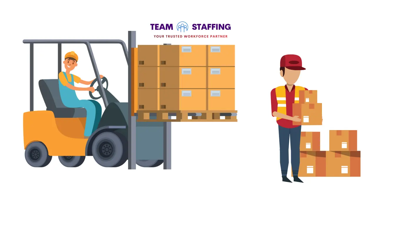 Warehouse worker scanning items in a distribution center